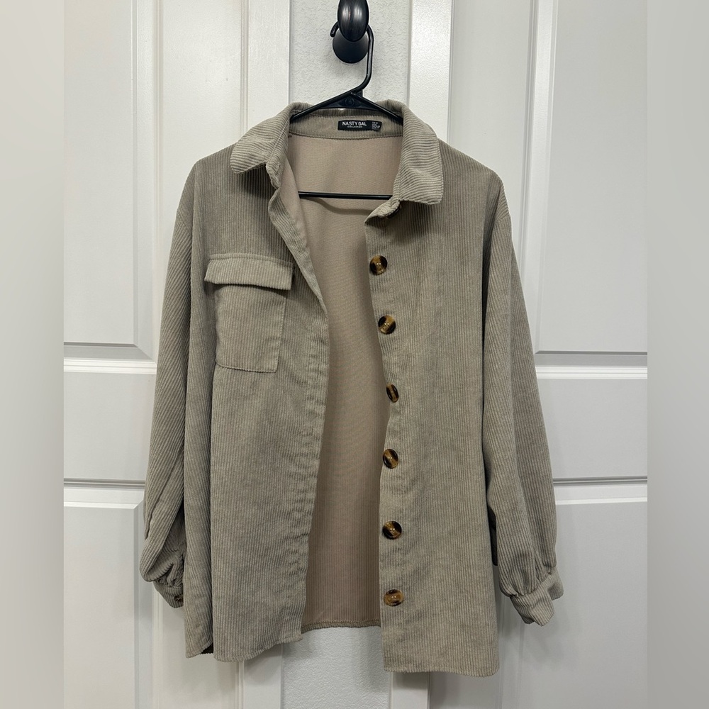 Nasty Gal Taupe Corduroy Shacket
